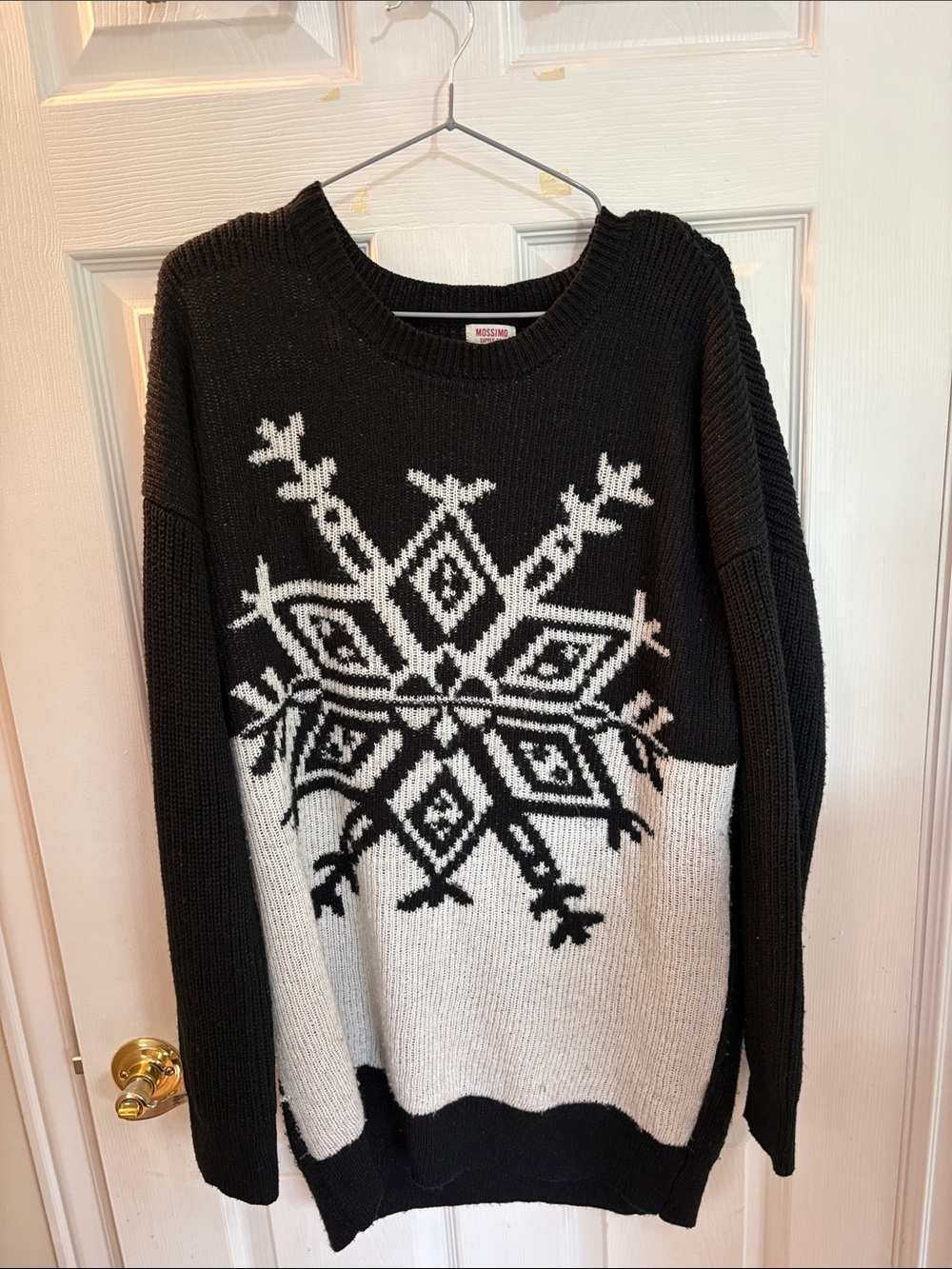 Mossimo Supply Co. Black & White Snowflake Crewneck Sweater